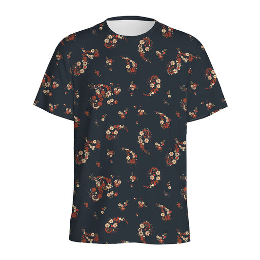 Boho Paisley Flower Pattern Print Men's Sports T-Shirt