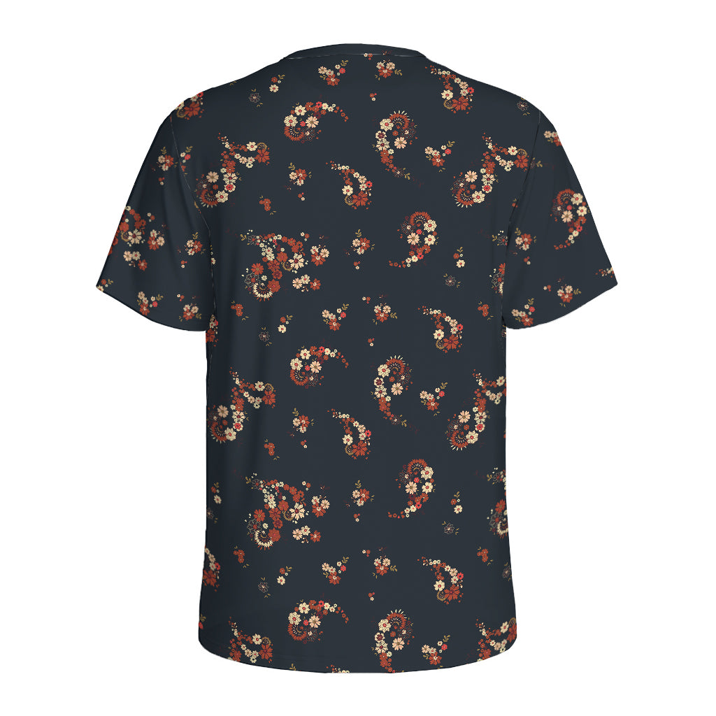 Boho Paisley Flower Pattern Print Men's Sports T-Shirt