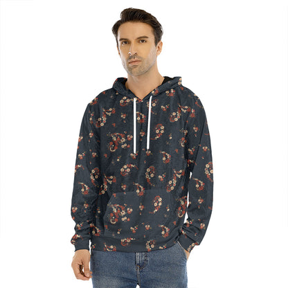 Boho Paisley Flower Pattern Print Men's Velvet Pullover Hoodie