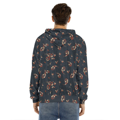 Boho Paisley Flower Pattern Print Men's Velvet Pullover Hoodie