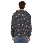 Boho Paisley Flower Pattern Print Men's Velvet Pullover Hoodie