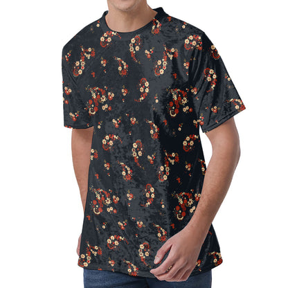 Boho Paisley Flower Pattern Print Men's Velvet T-Shirt