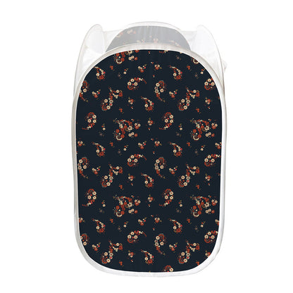 Boho Paisley Flower Pattern Print Mesh Laundry Hamper
