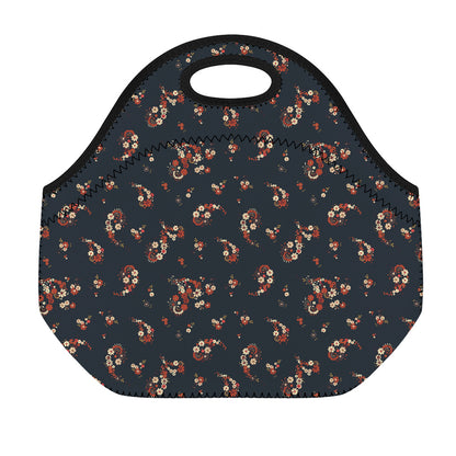 Boho Paisley Flower Pattern Print Neoprene Lunch Bag