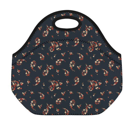 Boho Paisley Flower Pattern Print Neoprene Lunch Bag