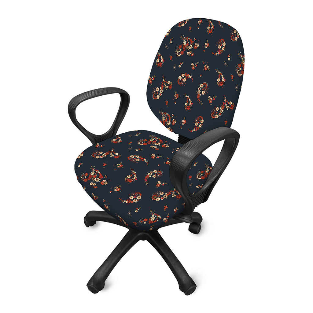 Boho Paisley Flower Pattern Print Office Chair Cover