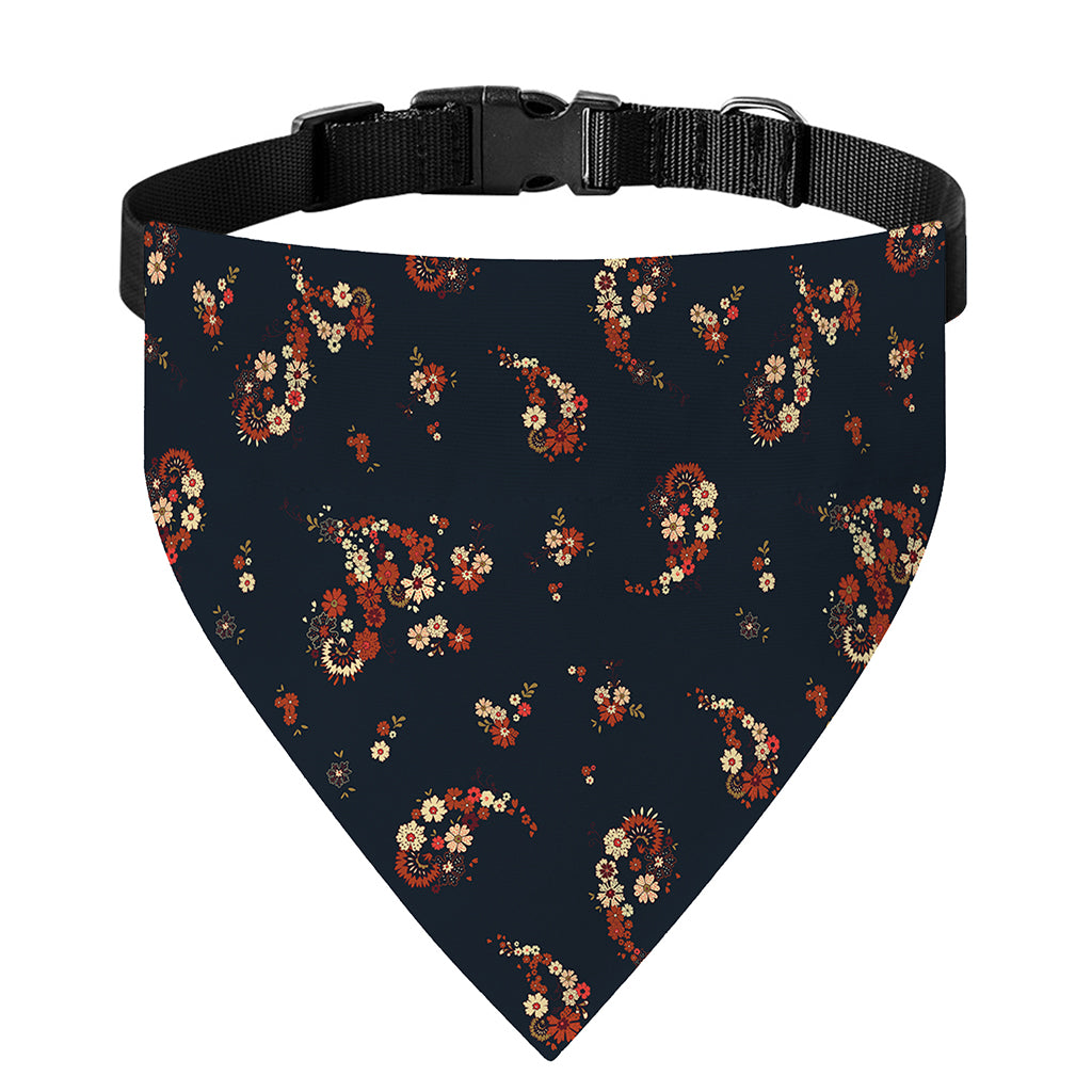 Boho Paisley Flower Pattern Print Over The Collar Dog Bandana