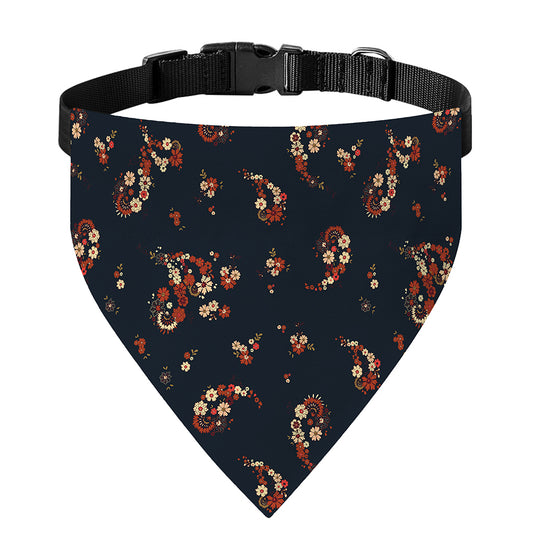 Boho Paisley Flower Pattern Print Over The Collar Dog Bandana