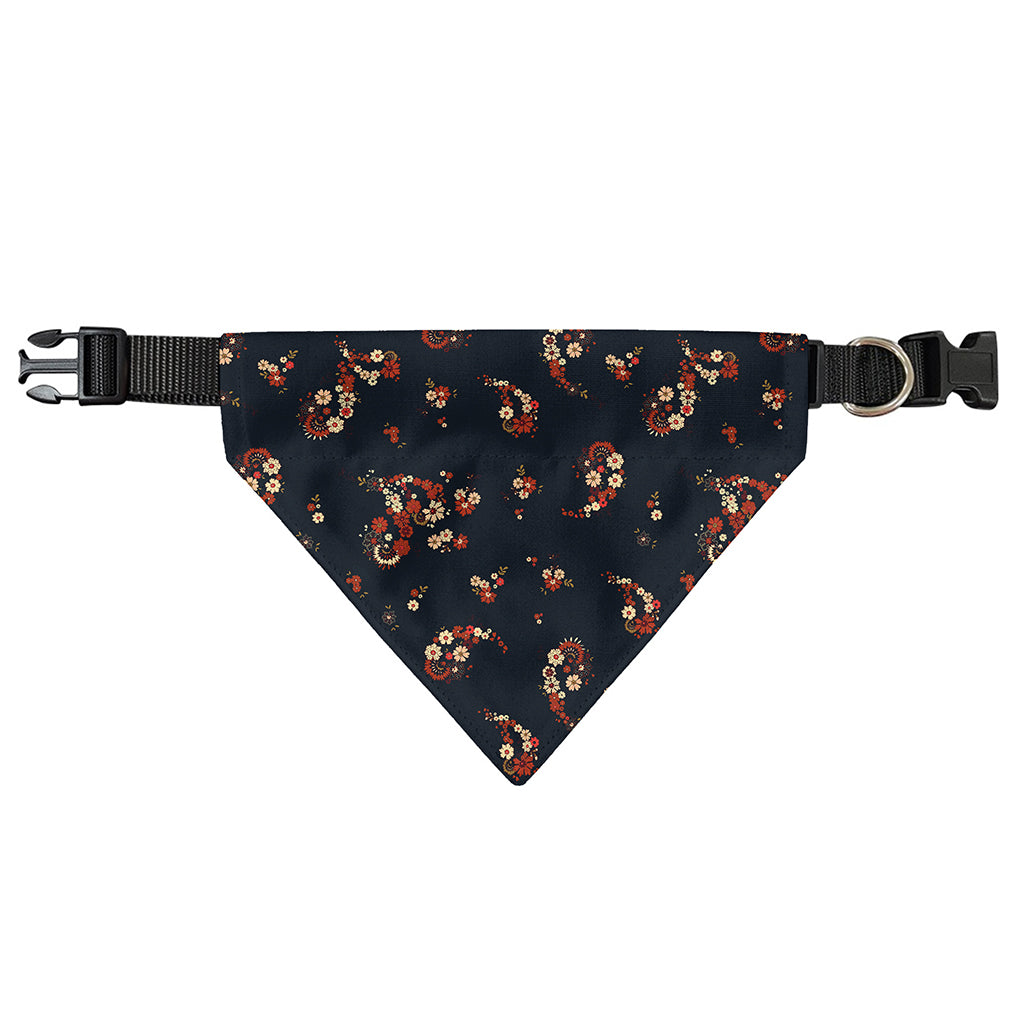 Boho Paisley Flower Pattern Print Over The Collar Dog Bandana