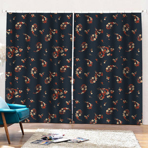 Boho Paisley Flower Pattern Print Pencil Pleat Curtains