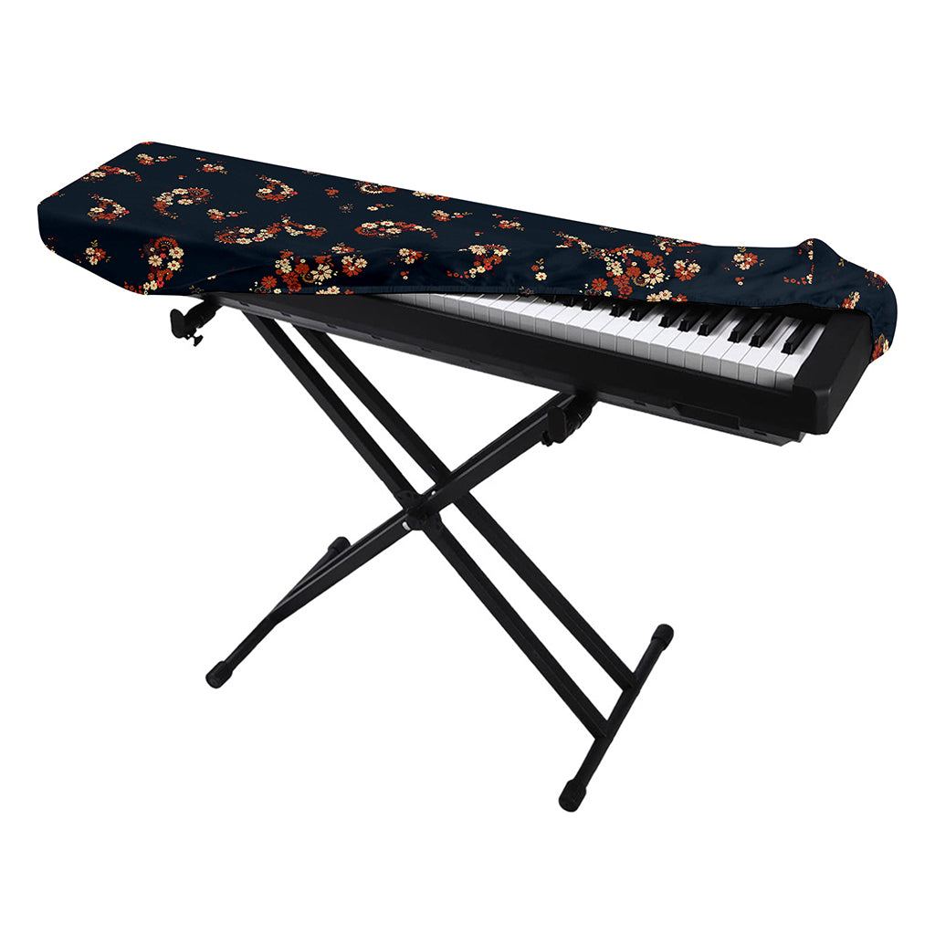 Boho Paisley Flower Pattern Print Piano Keyboard Cover