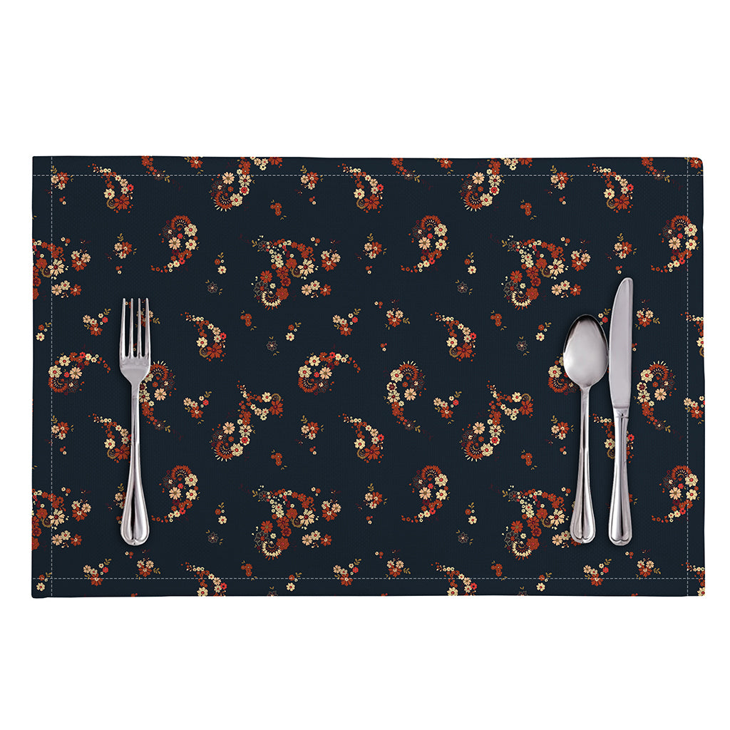 Boho Paisley Flower Pattern Print Placemat