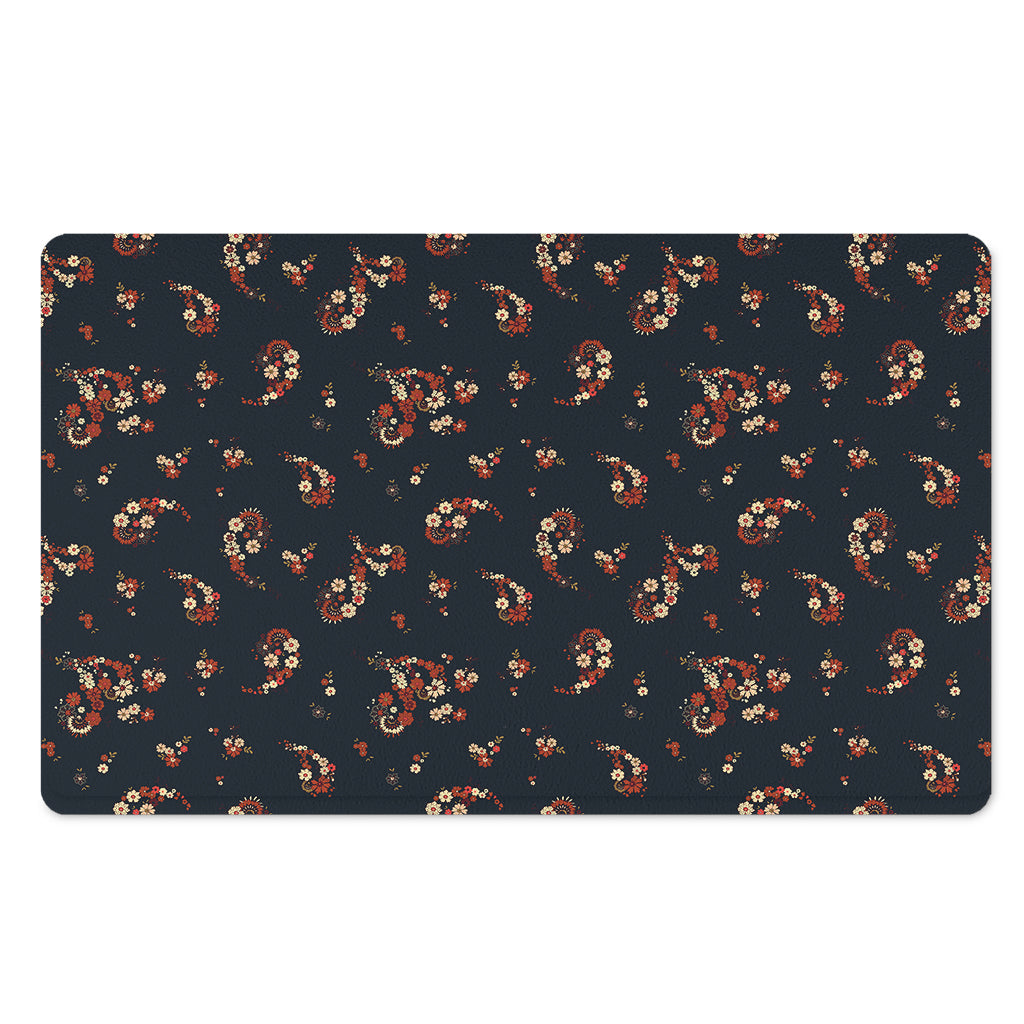 Boho Paisley Flower Pattern Print Polyester Doormat