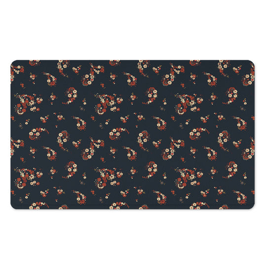 Boho Paisley Flower Pattern Print Polyester Doormat