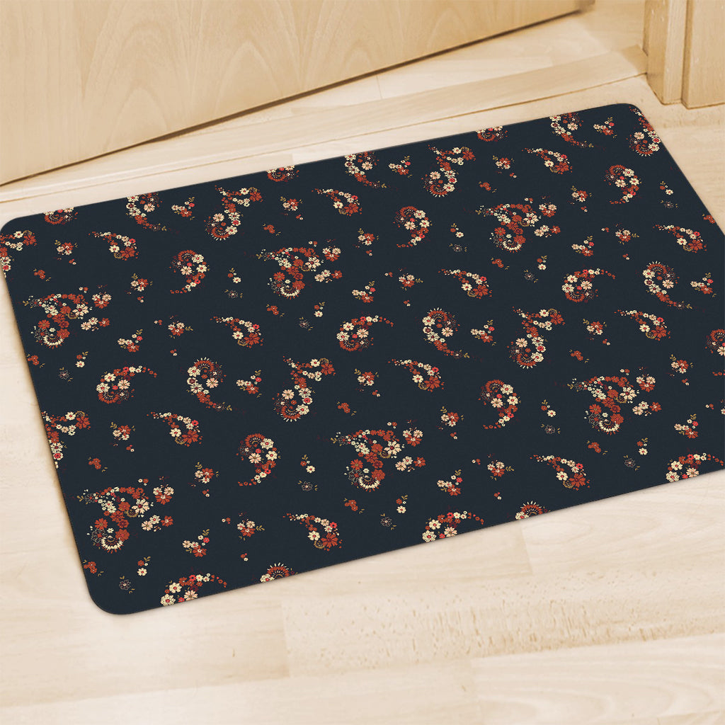 Boho Paisley Flower Pattern Print Polyester Doormat