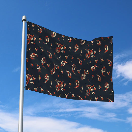 Boho Paisley Flower Pattern Print Polyester Flag