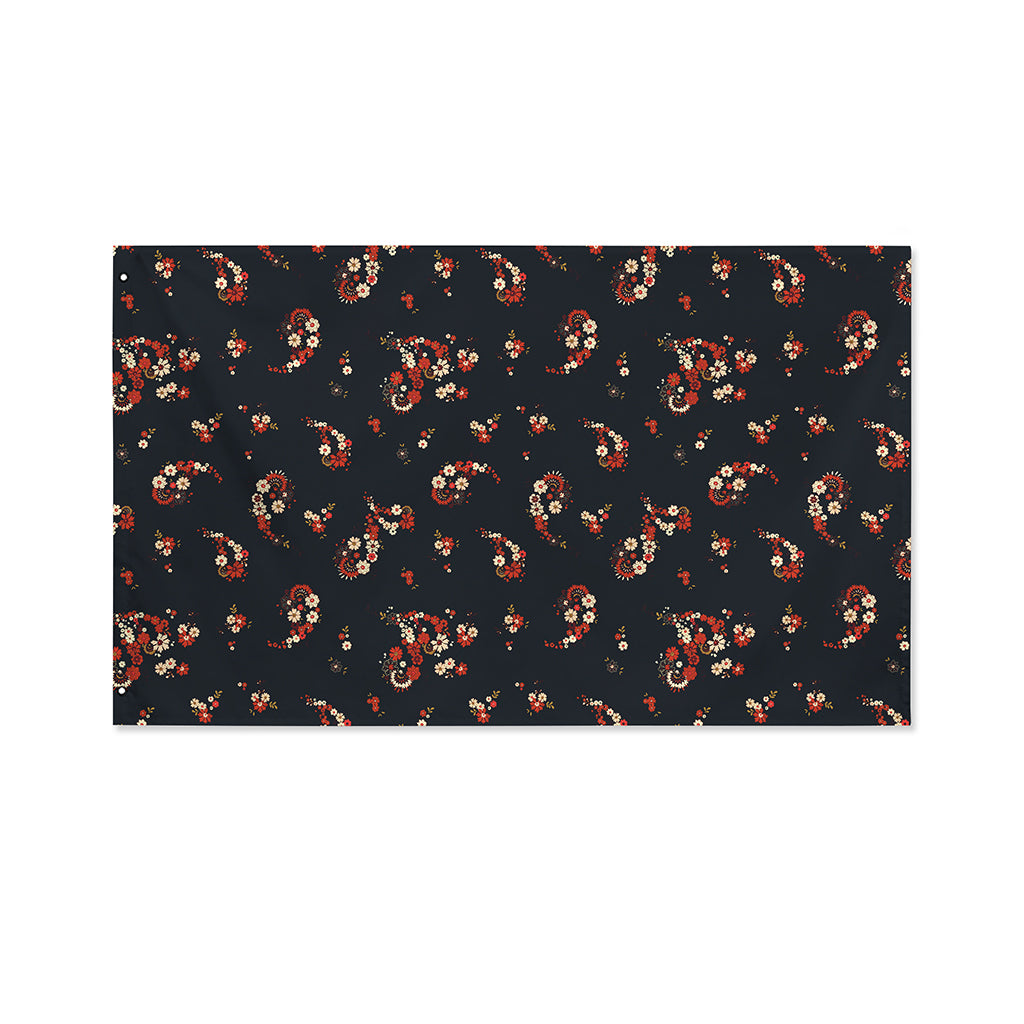 Boho Paisley Flower Pattern Print Polyester Flag