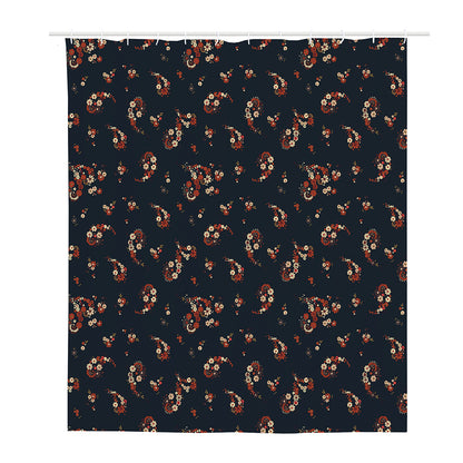 Boho Paisley Flower Pattern Print Polyester Shower Curtain