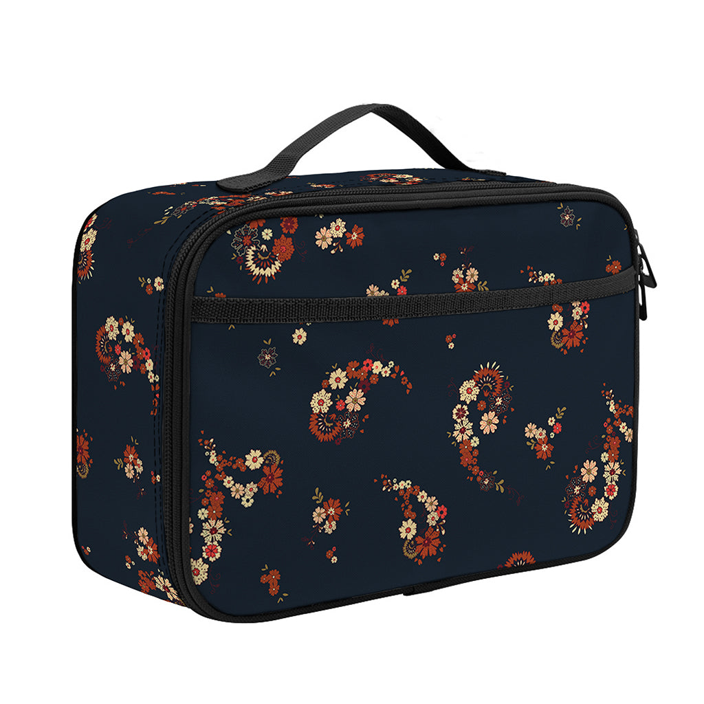Boho Paisley Flower Pattern Print Portable Lunch Bag
