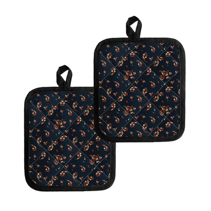 Boho Paisley Flower Pattern Print Pot Holders
