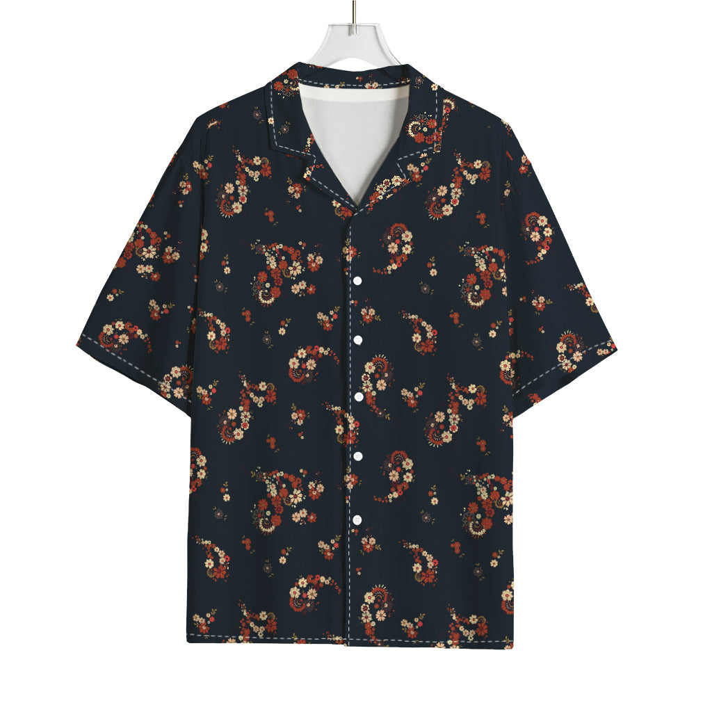 Boho Paisley Flower Pattern Print Rayon Hawaiian Shirt