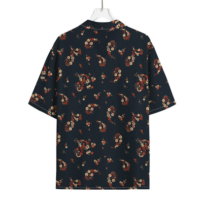 Boho Paisley Flower Pattern Print Rayon Hawaiian Shirt