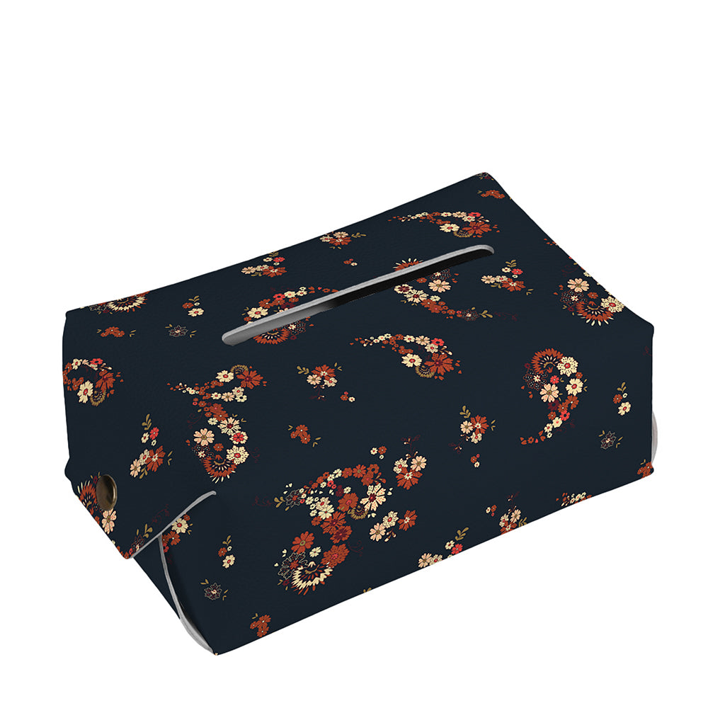 Boho Paisley Flower Pattern Print Rectangle Tissue Box Cover