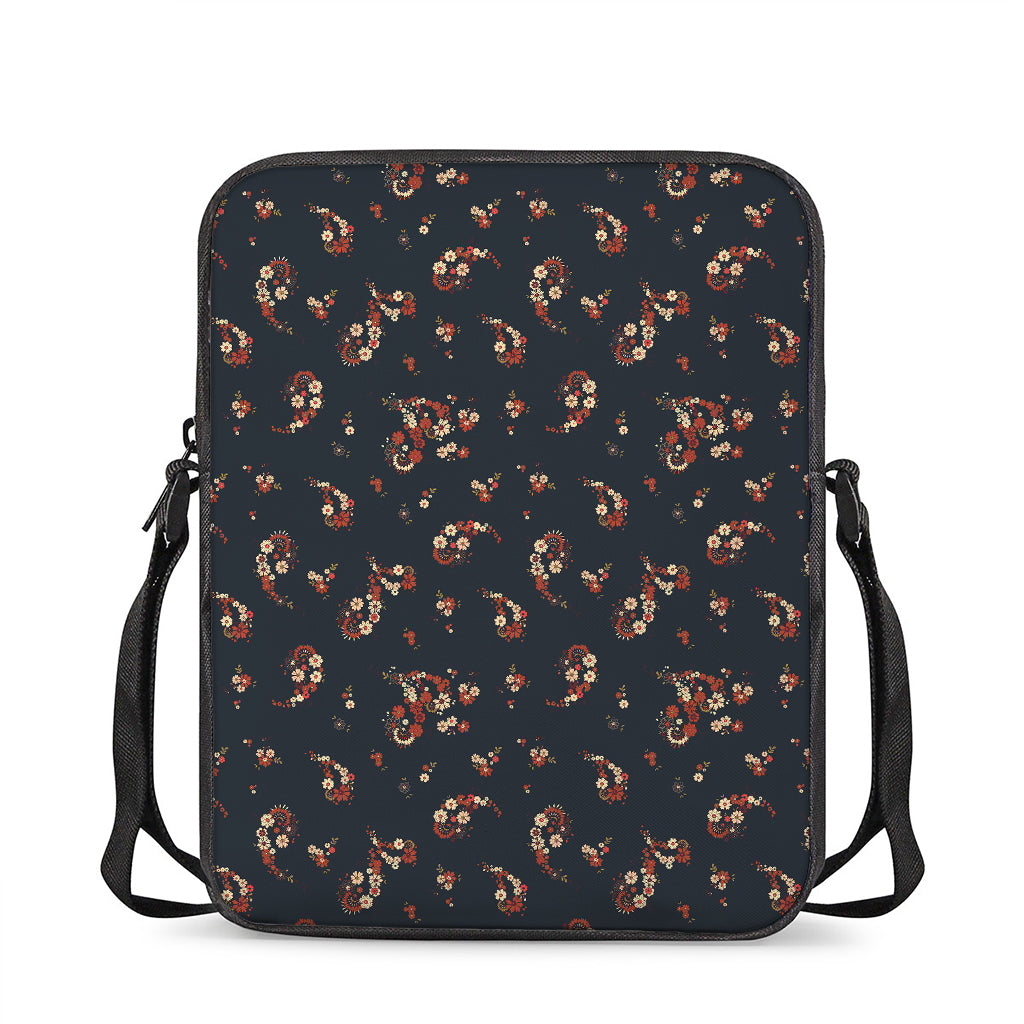 Boho Paisley Flower Pattern Print Rectangular Crossbody Bag