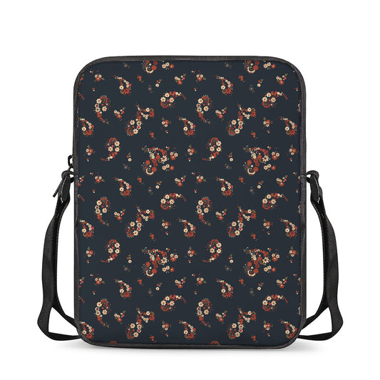 Boho Paisley Flower Pattern Print Rectangular Crossbody Bag