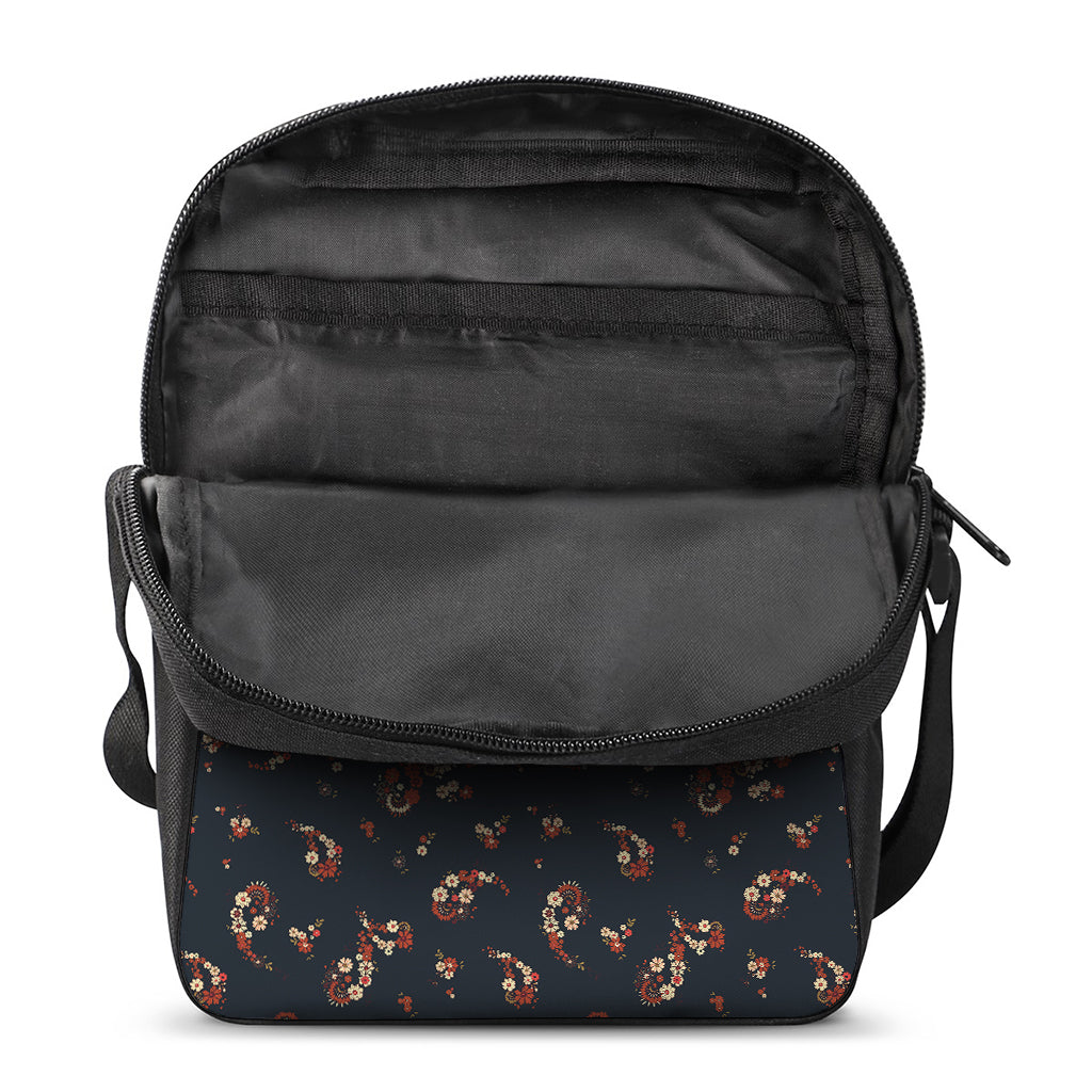 Boho Paisley Flower Pattern Print Rectangular Crossbody Bag
