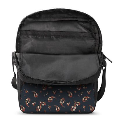 Boho Paisley Flower Pattern Print Rectangular Crossbody Bag