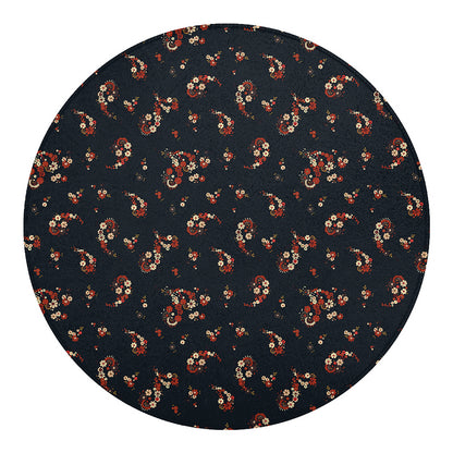 Boho Paisley Flower Pattern Print Round Blanket