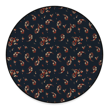 Boho Paisley Flower Pattern Print Round Floor Mat