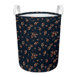 Boho Paisley Flower Pattern Print Round Laundry Basket