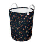 Boho Paisley Flower Pattern Print Round Laundry Basket