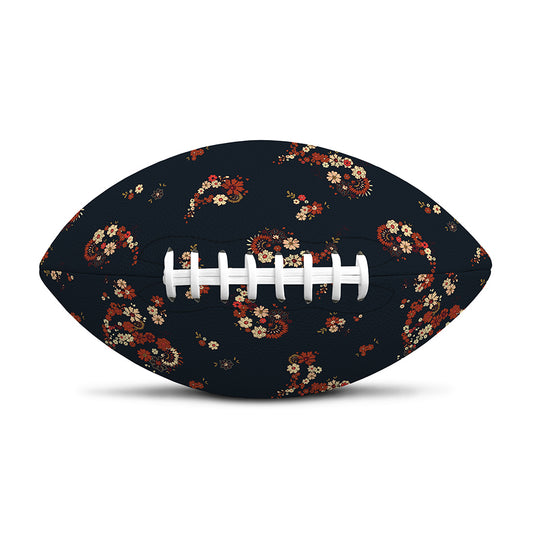 Boho Paisley Flower Pattern Print Rugby Ball