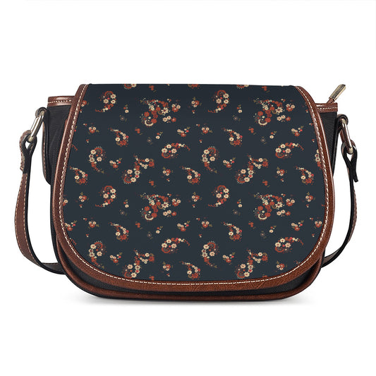 Boho Paisley Flower Pattern Print Saddle Bag