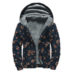 Boho Paisley Flower Pattern Print Sherpa Lined Zip Up Hoodie