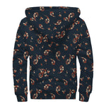 Boho Paisley Flower Pattern Print Sherpa Lined Zip Up Hoodie