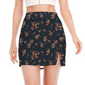 Boho Paisley Flower Pattern Print Side Slit Mini Skirt