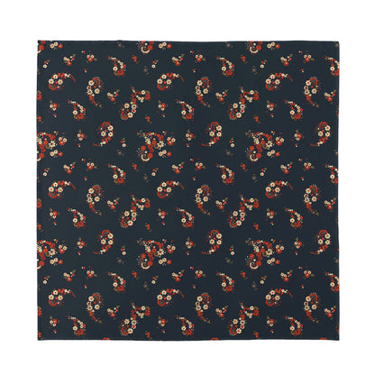 Boho Paisley Flower Pattern Print Silk Bandana