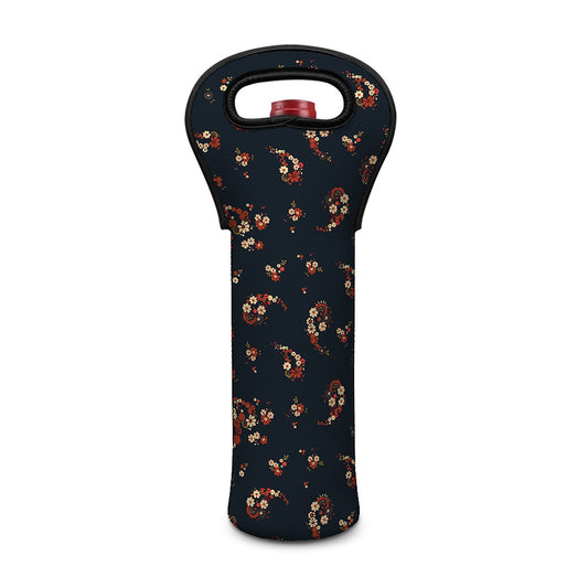 Boho Paisley Flower Pattern Print Single Neoprene Wine Tote