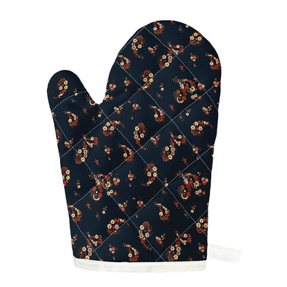 Boho Paisley Flower Pattern Print Single Oven Mitt