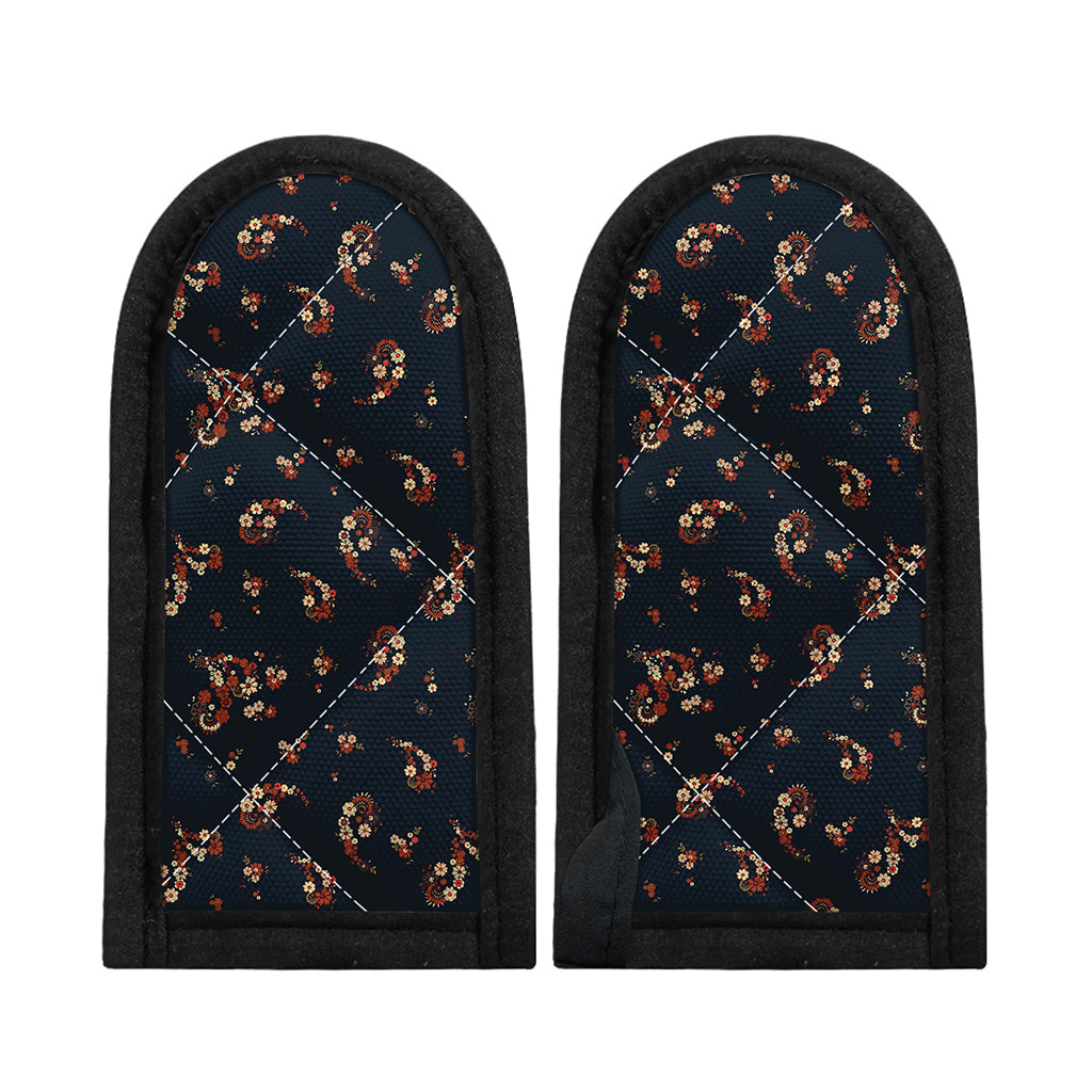Boho Paisley Flower Pattern Print Skillet Handle Cover