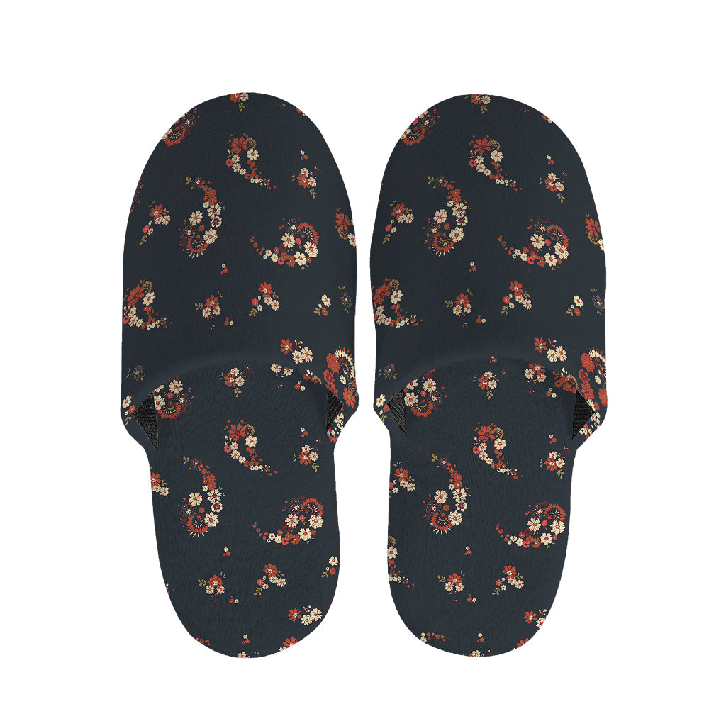 Boho Paisley Flower Pattern Print Slippers