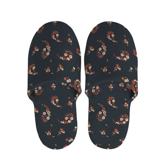 Boho Paisley Flower Pattern Print Slippers
