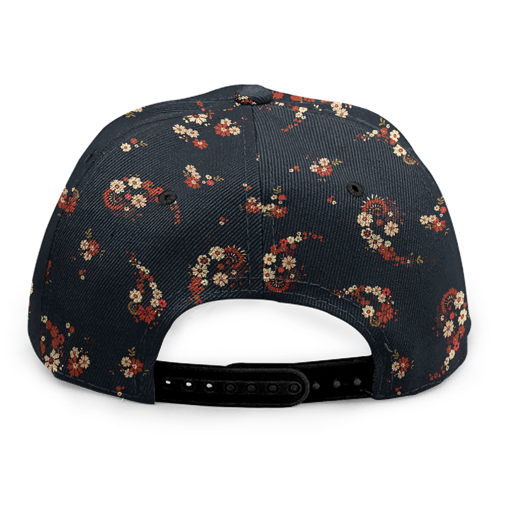 Boho Paisley Flower Pattern Print Snapback Cap
