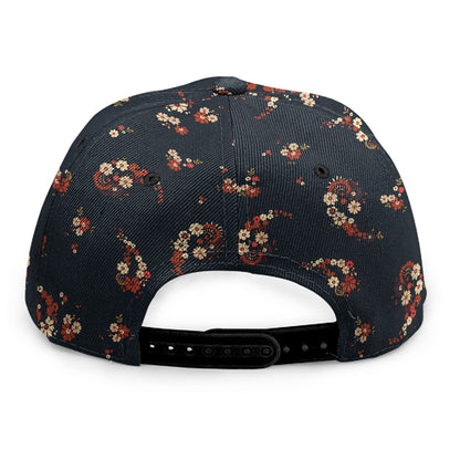 Boho Paisley Flower Pattern Print Snapback Cap