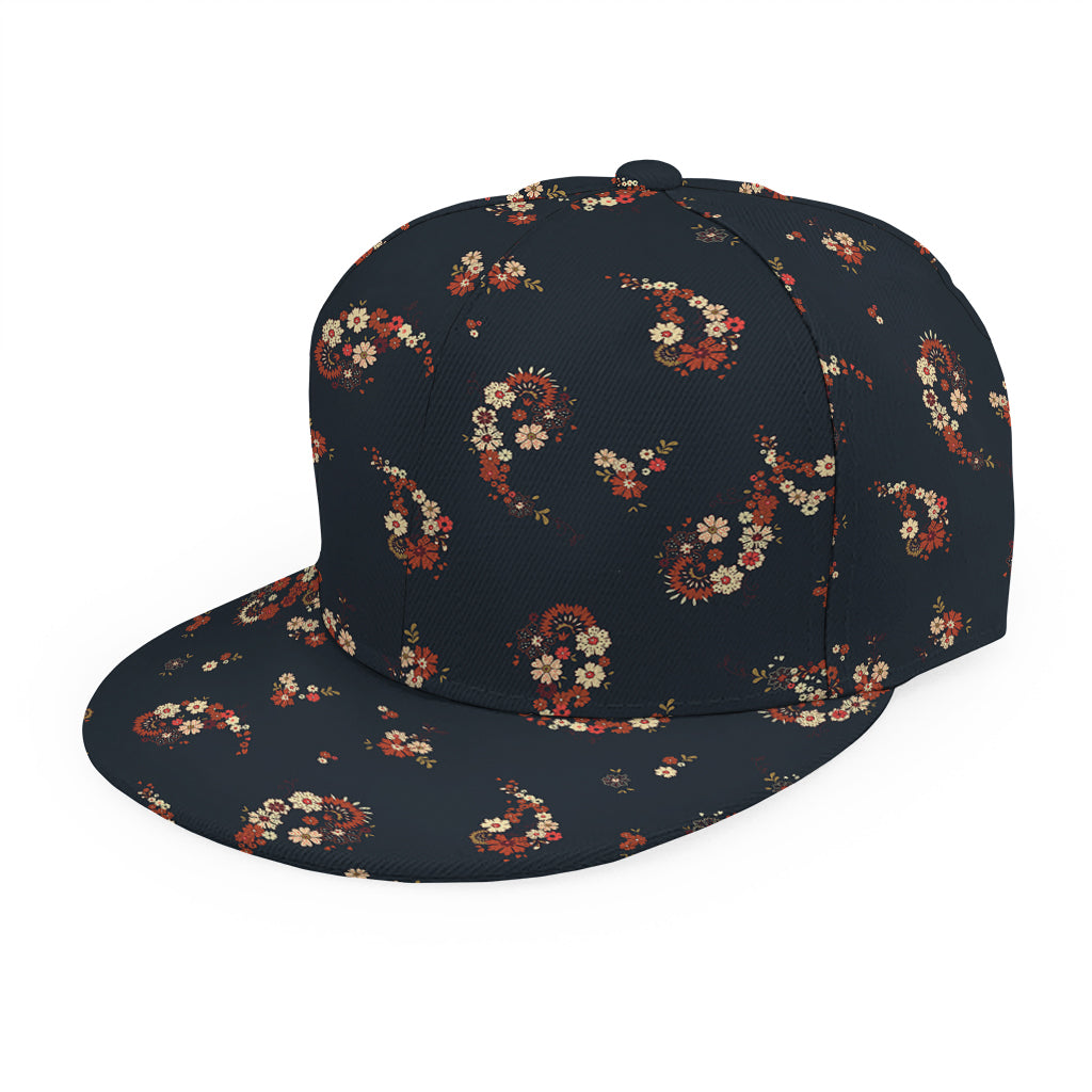 Boho Paisley Flower Pattern Print Snapback Cap