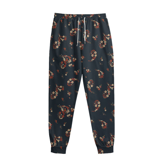 Boho Paisley Flower Pattern Print Sweatpants